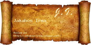 Jakabos Irma névjegykártya