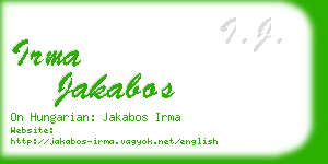 irma jakabos business card